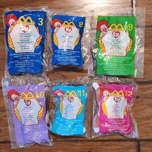 Bundle of 6 unopened McDonalds happy meal teanie beanie babies from 1999 - Picture 2 of 5